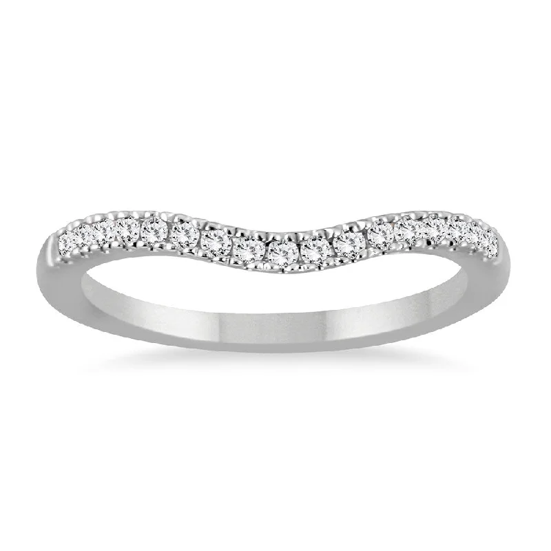 1/8 Carat TW Diamond Curved Wedding Band in 14K White Gold