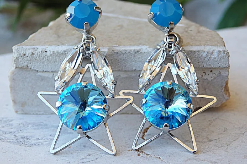 Aquamarine crystal earrings