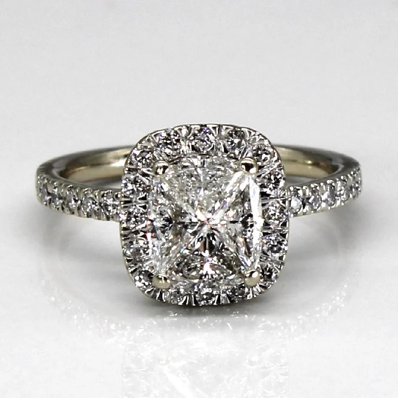 Halo Trilliant Diamond 14k Ring | 1.76ctw | SZ 7 |