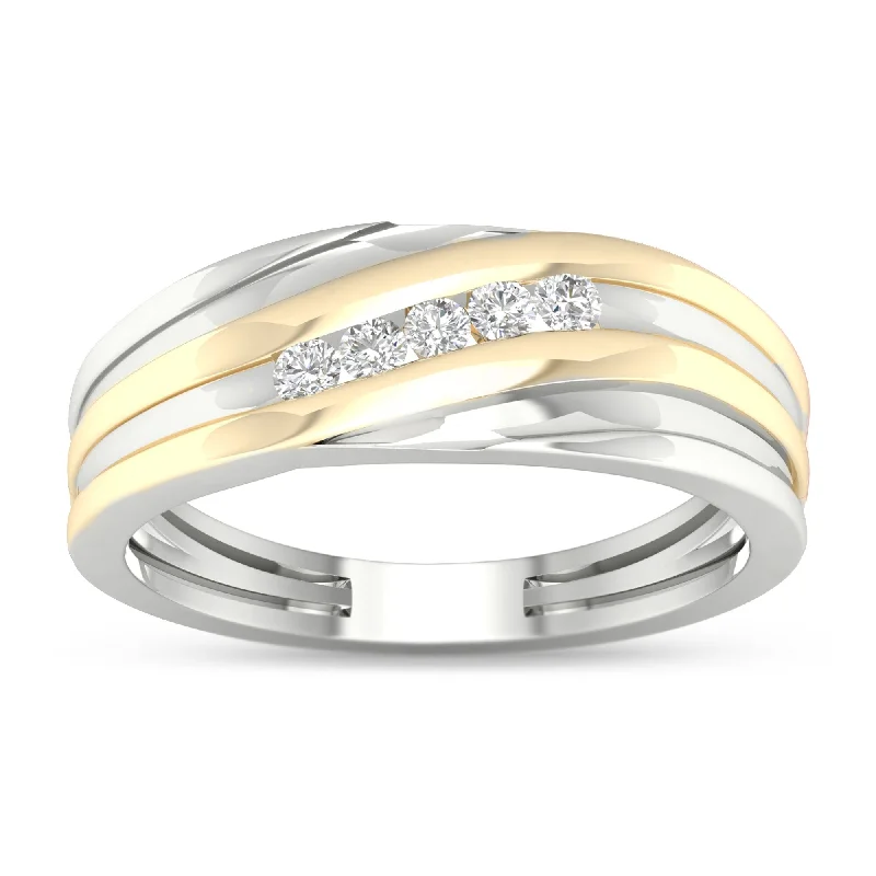 De Couer 1/6 ct TDW Diamond Men's Wedding Band - Yellow