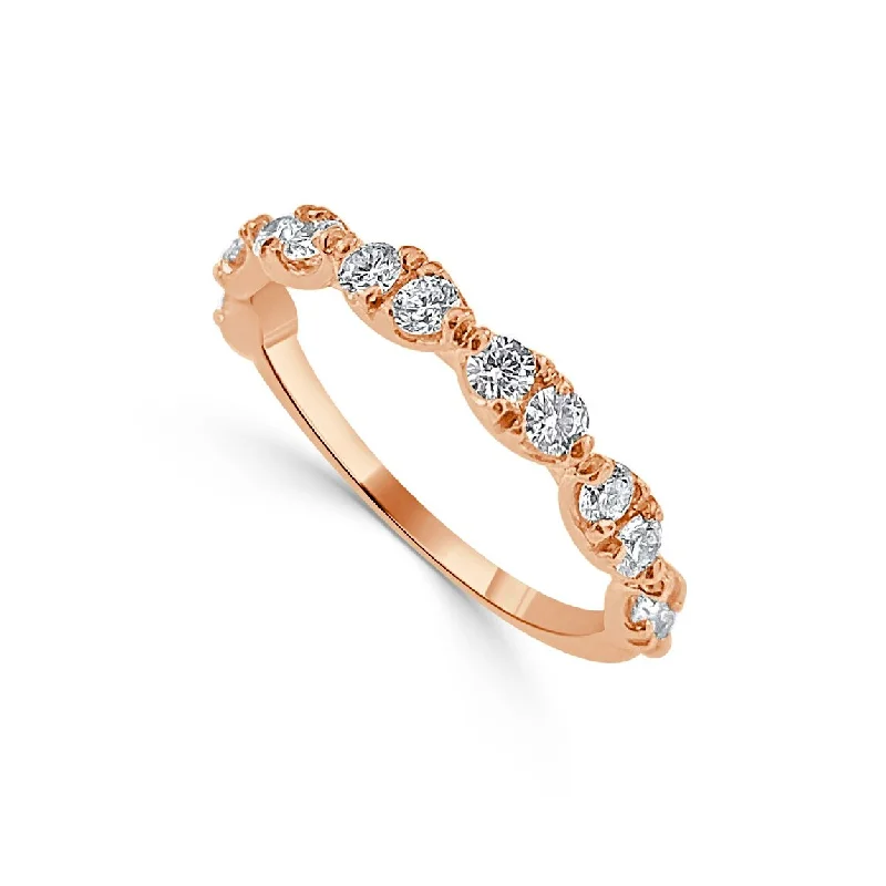 Joelle Diamond Wedding Band 14k Rose Gold 1/2 ct TDW Gifts for Her