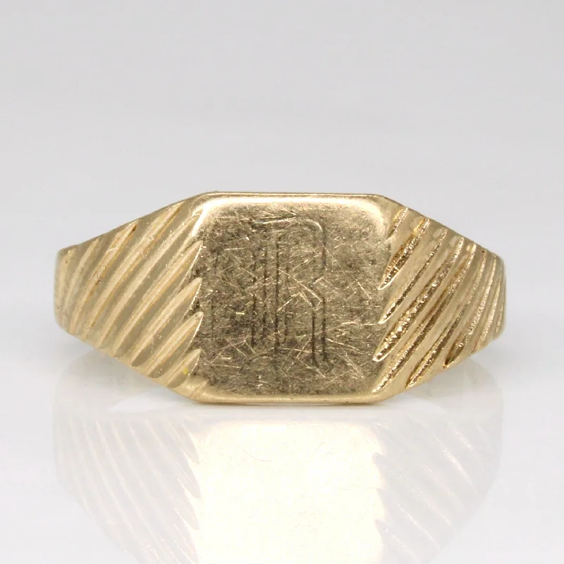 10k Yellow Gold 'R' Initial Ring | SZ 5.25 |