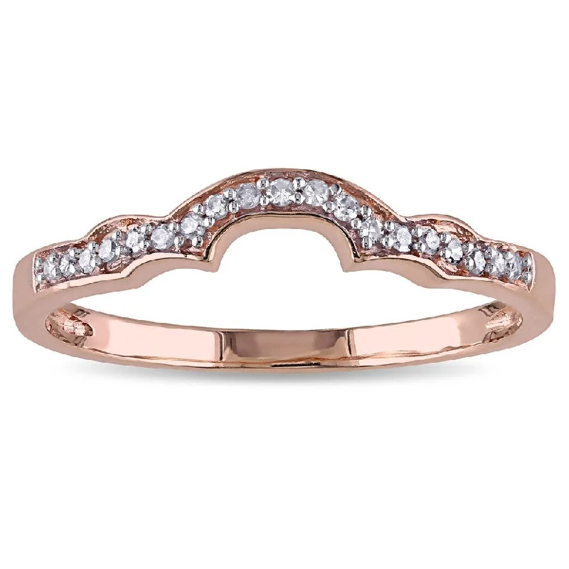 Miadora 10k Rose Gold and 1/10ct TDW Diamond Anniversary-style Stackable Wedding Band - White