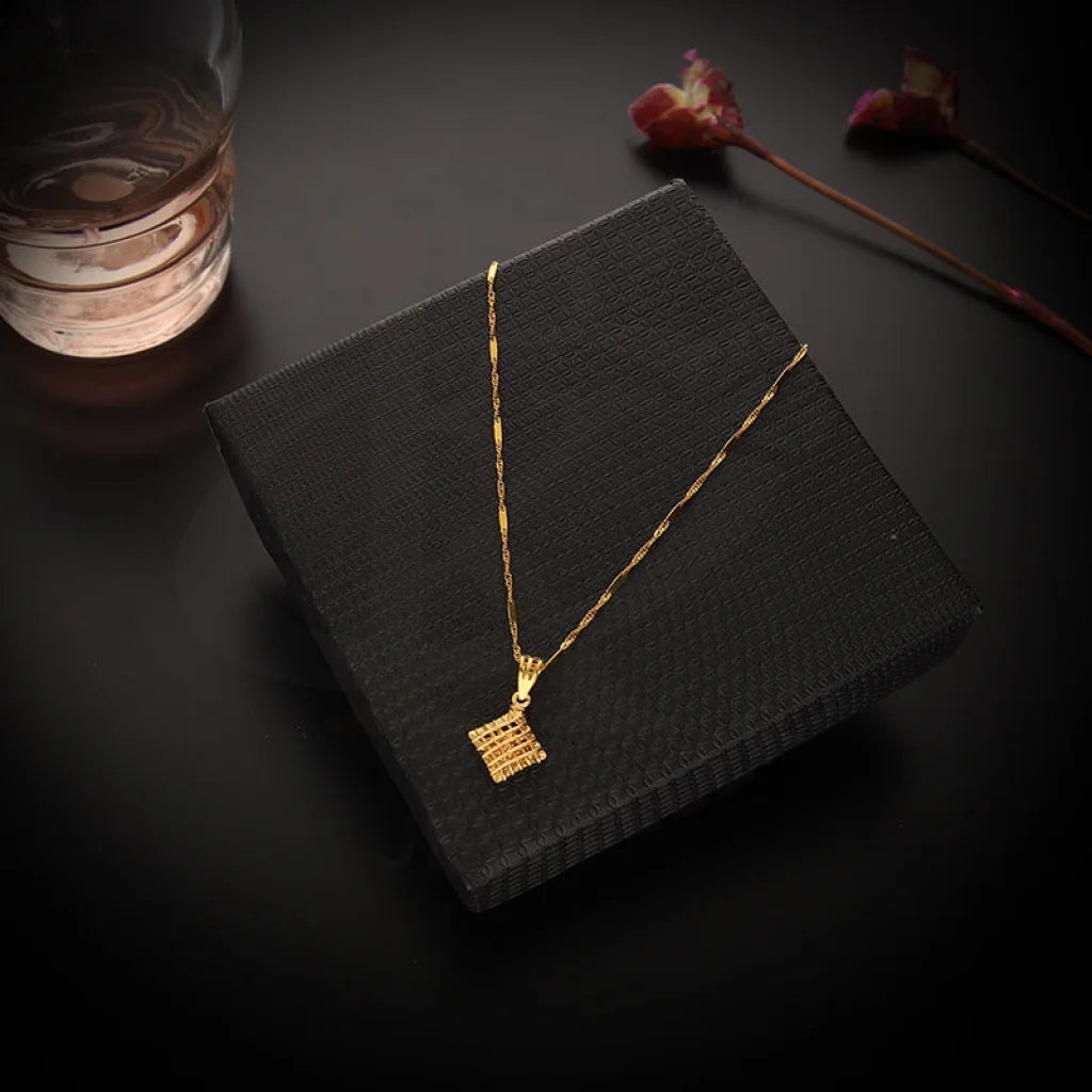 Gold Necklace (Chain With Rhombus Shaped Pendant) 22KT - FKJNKL22K5611