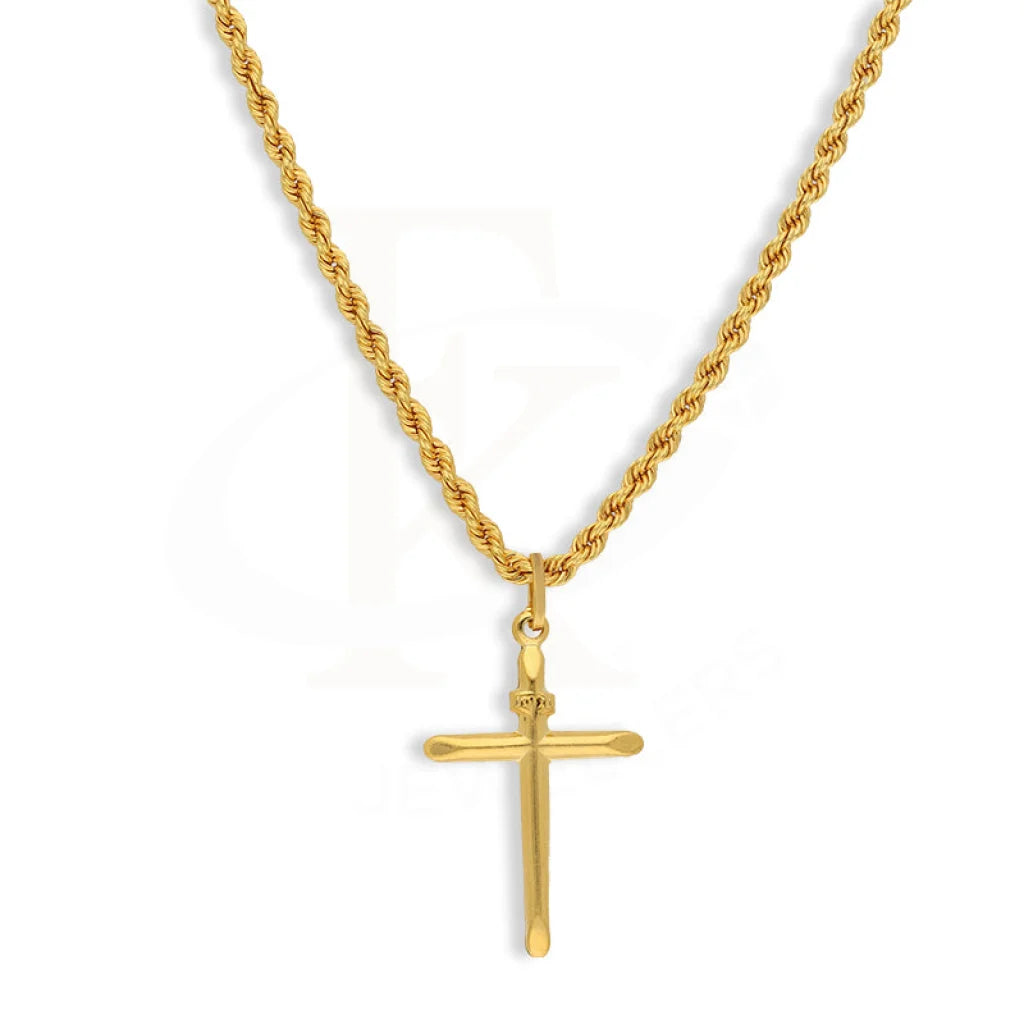 Gold Necklace (Chain With Cross Pendant) 22KT - FKJNKL22K3169