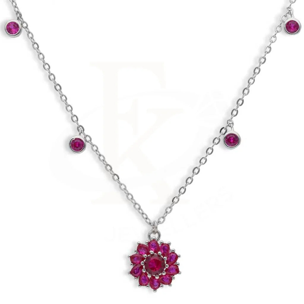 Sterling Silver 925 Flower Shaped Necklace - FKJNKLSL2956