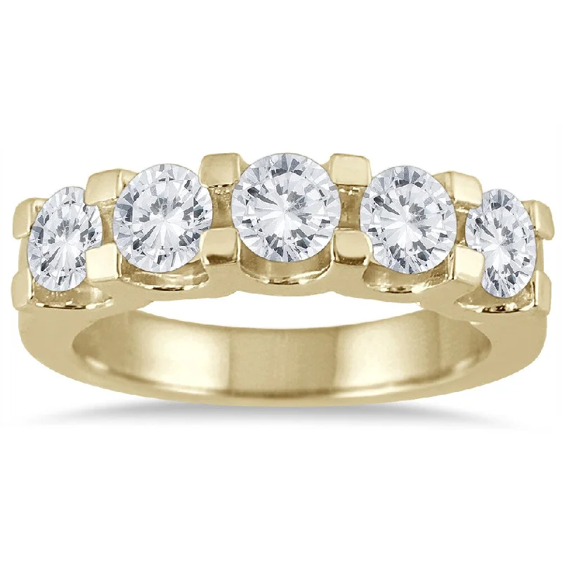 Marquee Jewels 14k Yellow Gold 2ct TDW Prong-set 5-stone Diamond Band