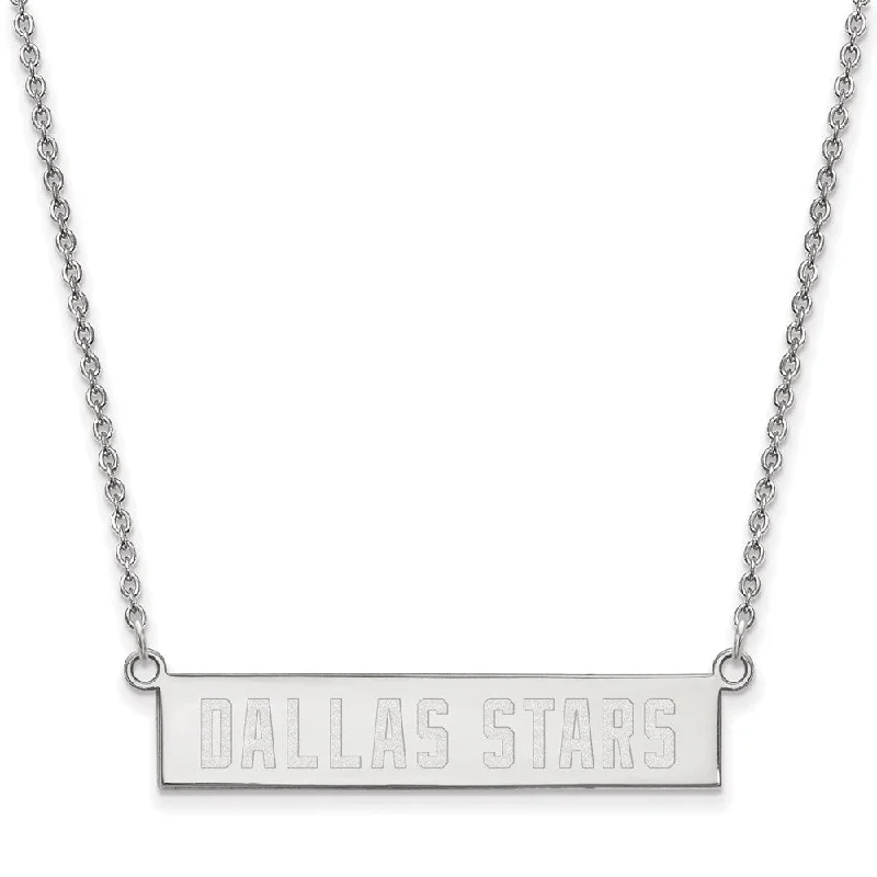 Sterling Silver NHL Dallas Stars Small Bar Necklace, 18 In