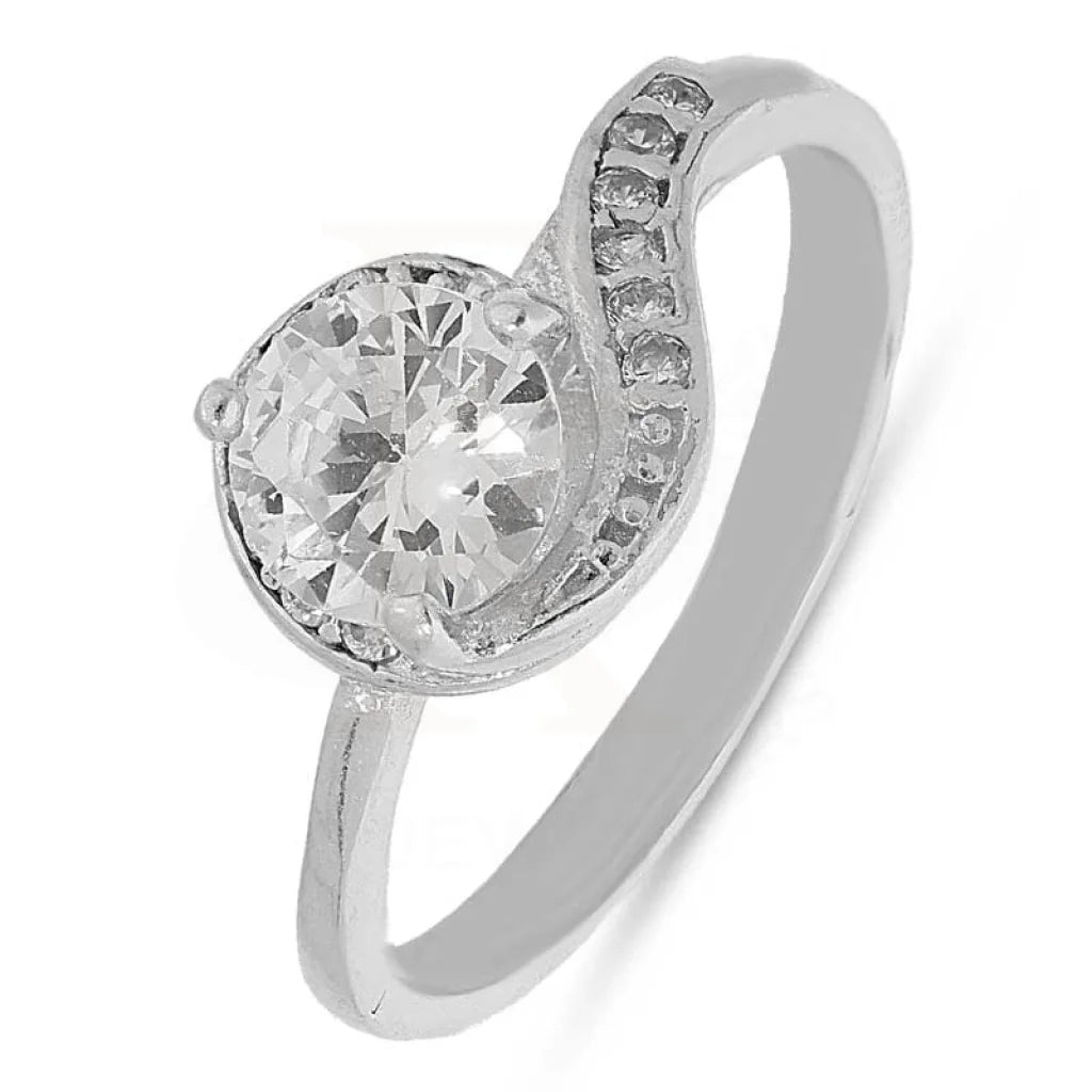 Sterling Silver 925 Round Shaped Solitaire Ring - FKJRNSL2181