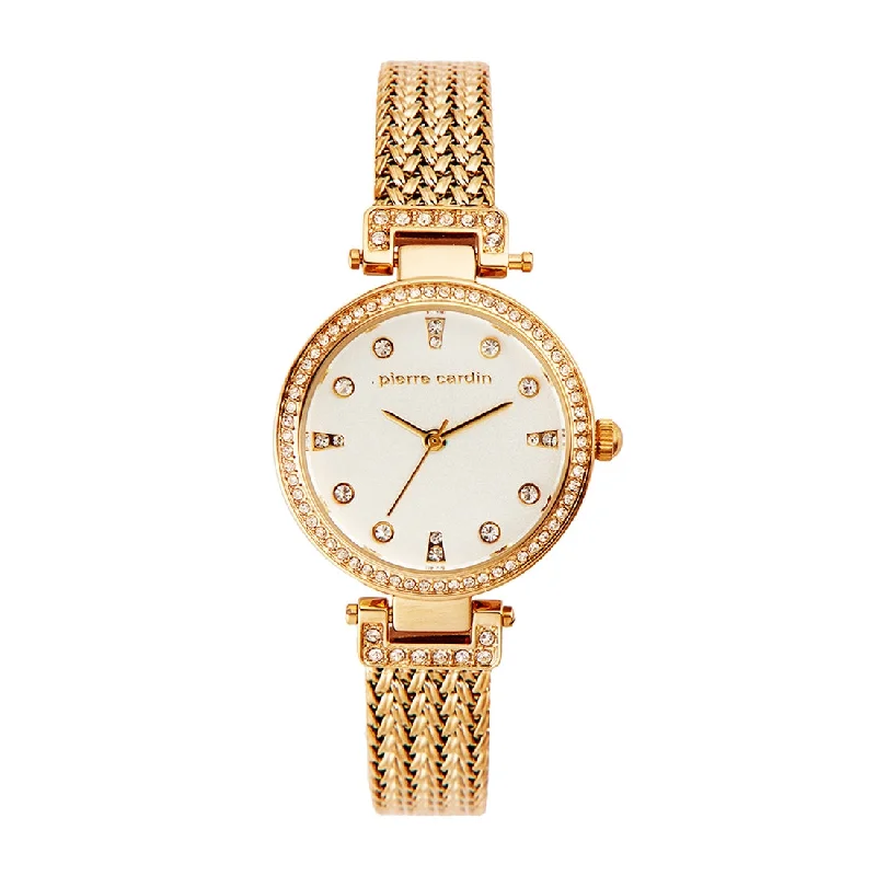 Pierre Cardin Gold Mesh White Face Watch 5783