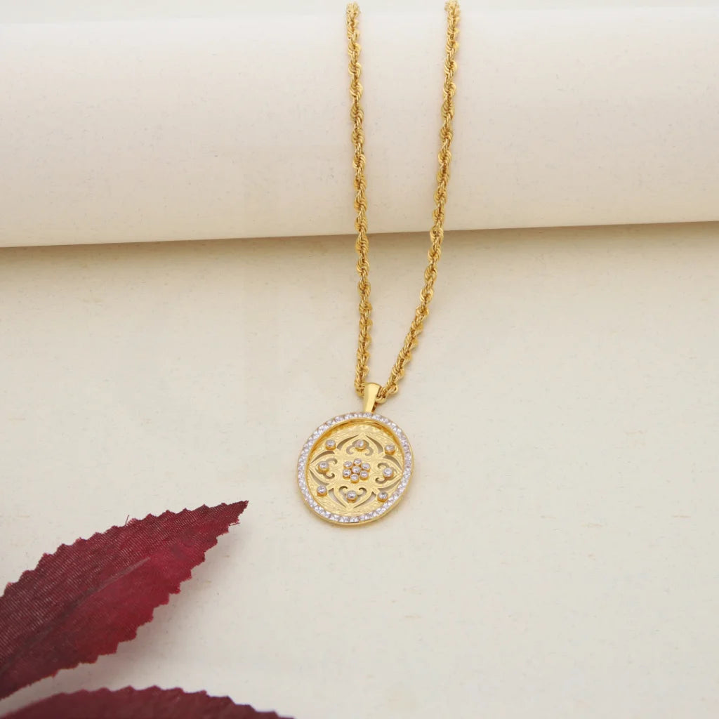 Gold Necklace (Chain with Gold Dual Tone Pendant) 21KT - FKJNKL21K7701