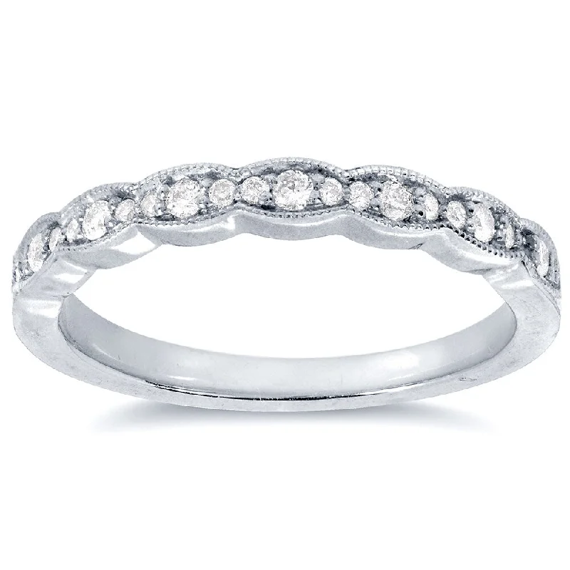 Annello by Kobelli 14k White Gold 1/6ct TDW Round-cut Diamond Wedding Band