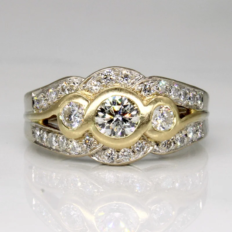 Diamond Halo Swirl 14k Ring | 0.50ct, 0.59ctw | SZ 10 |