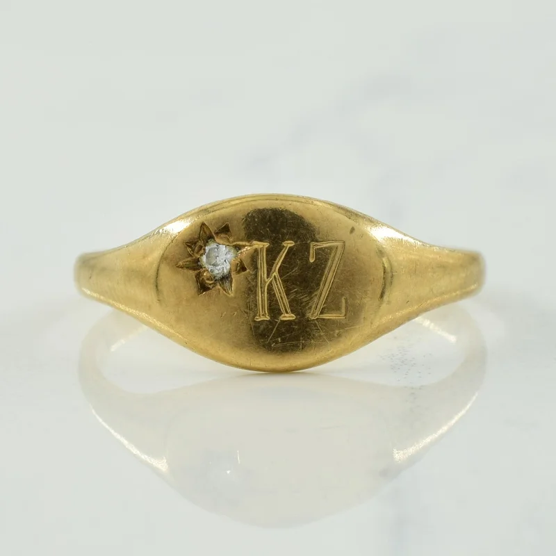 'KZ' Diamond Signet Ring | 0.02ct | SZ 6.75 |