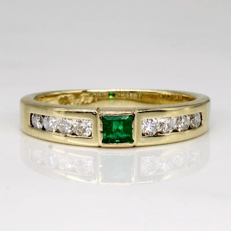 Diamond & Emerald Channel Set 14k Ring | 0.20ctw, 0.16ctw | SZ 5 |