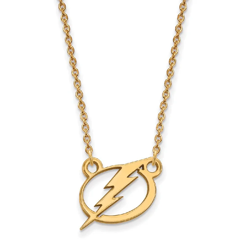 14k Yellow Gold NHL Tampa Bay Lightning Small Necklace, 18 Inch