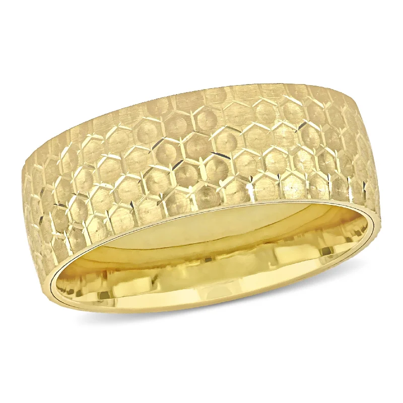 Miadora 7mm Geometric Pattern Wedding Band in 14k Yellow Gold