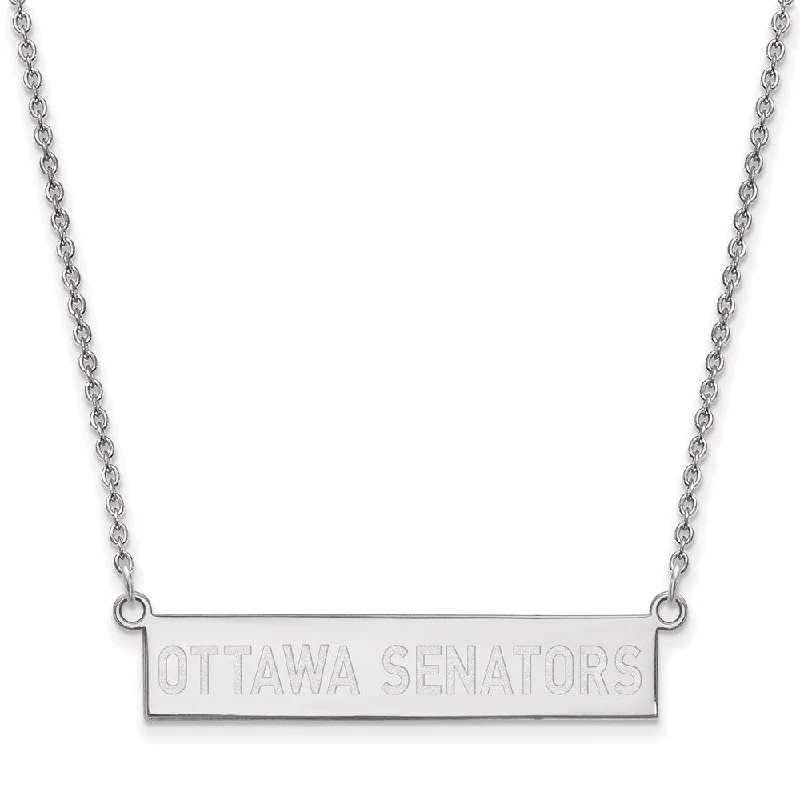 Sterling Silver NHL Ottawa Senators Small Bar Necklace, 18 In