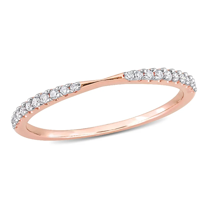 Miadora 1/8ct TDW Diamond Stackable Wedding Band Ring in 14k Rose Gold