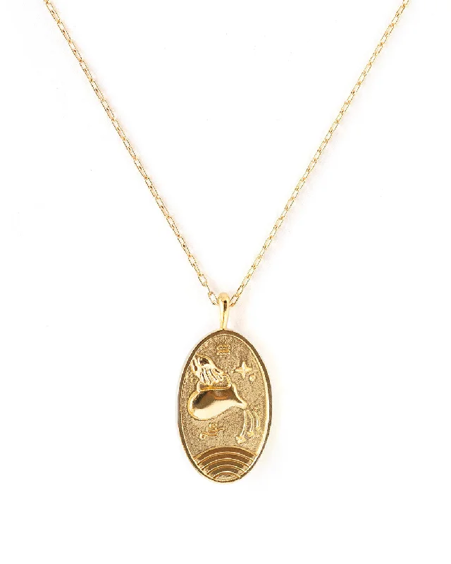 Aquarius Gold Zodiac Necklace