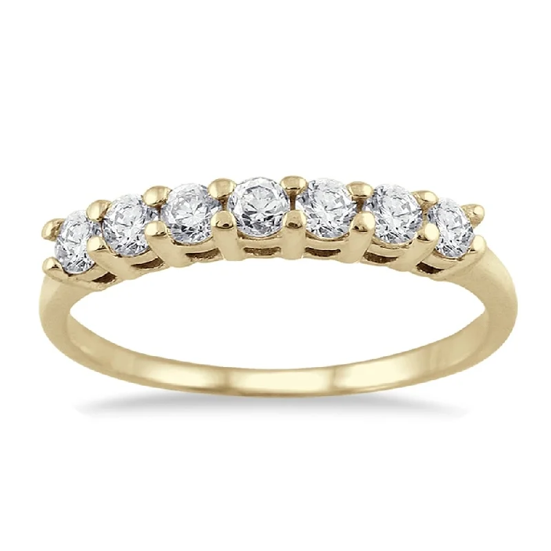 Marquee 1/2 Carat TW Seven Stone Diamond Wedding Band in 10K Yellow Gold