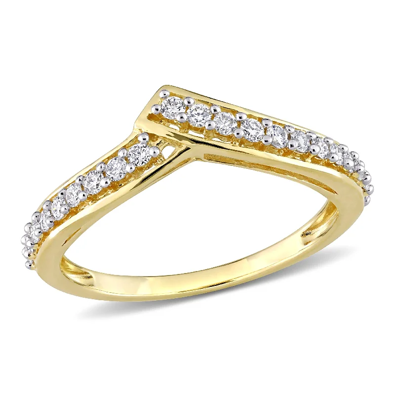 Miadora 1/3ct TDW Diamond Contour Stackable Wedding Band Ring in 10k Yellow Gold