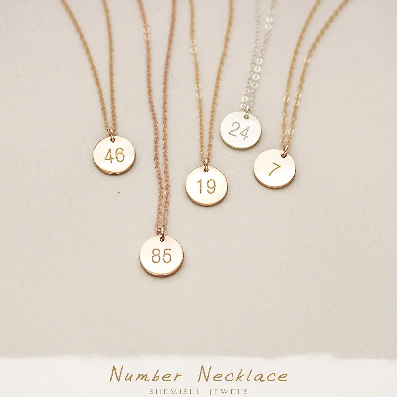 Number Necklace, Uniform Number, Squad Number, Jersey Number, Shirt Number, Sweater Number, Lucky Unisex, Gold Filled, Silver • NDV9-03