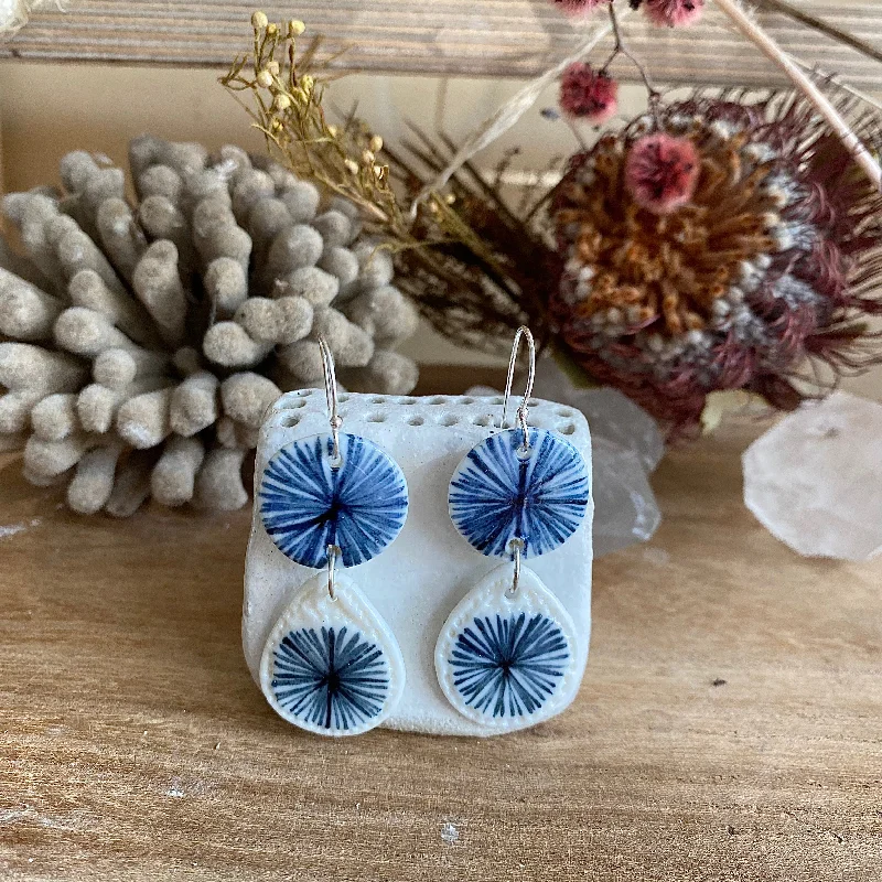 Hand Painted Indigo Earrings