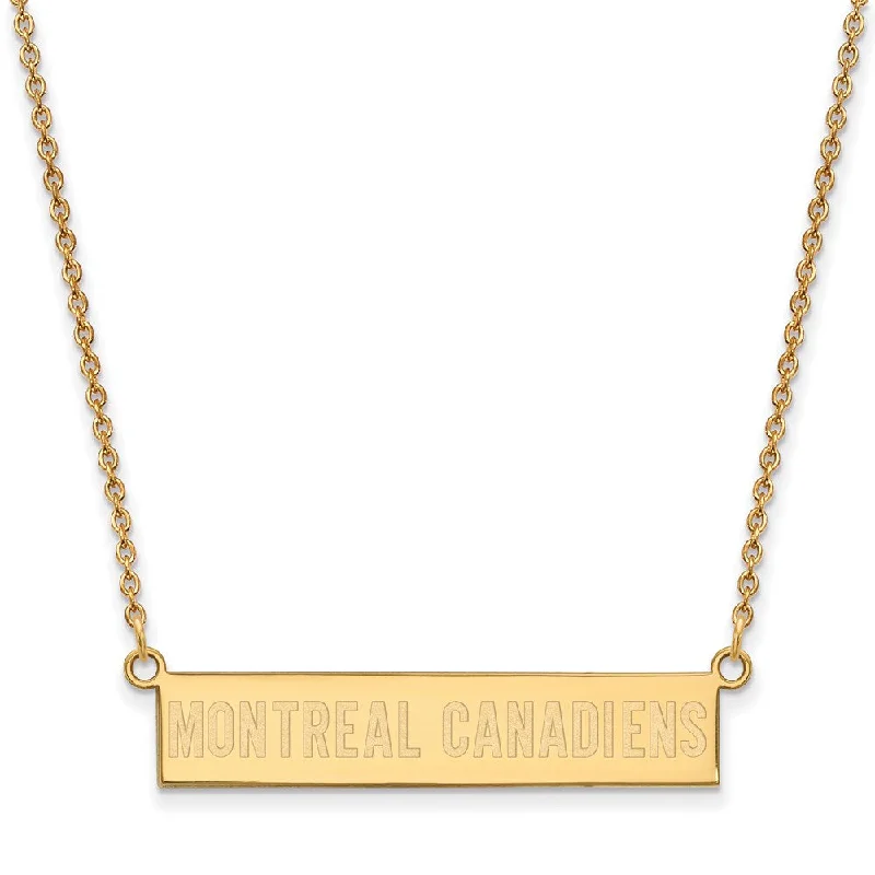 SS 14k Yellow Gold Plated NHL Montreal Canadiens SM Bar Necklace, 18in