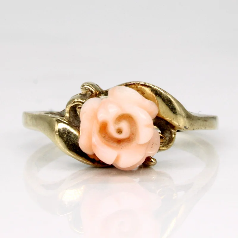 Carved Coral Rose Ring | 1.50ct | SZ 6 |