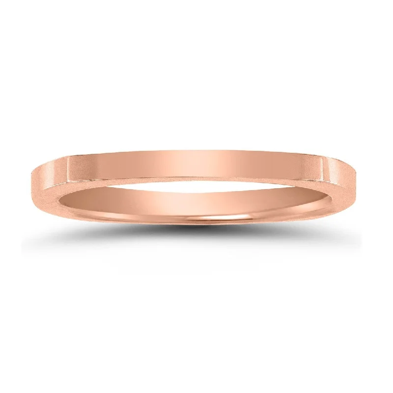 4 Sided Thin 1.5MM Wedding Band in 14K Rose Gold