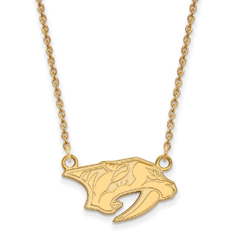 SS 14k Yellow Gold Plated NHL Nashville Predators SM Necklace, 18 Inch