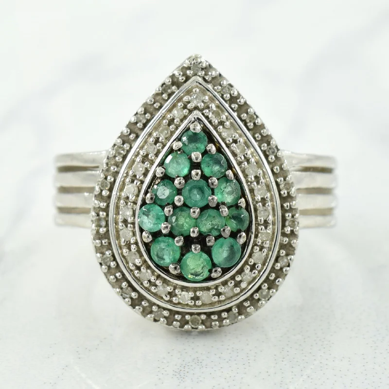 Emerald & Diamond Cocktail Ring | 0.36ctw, 0.10ctw | SZ 7 |