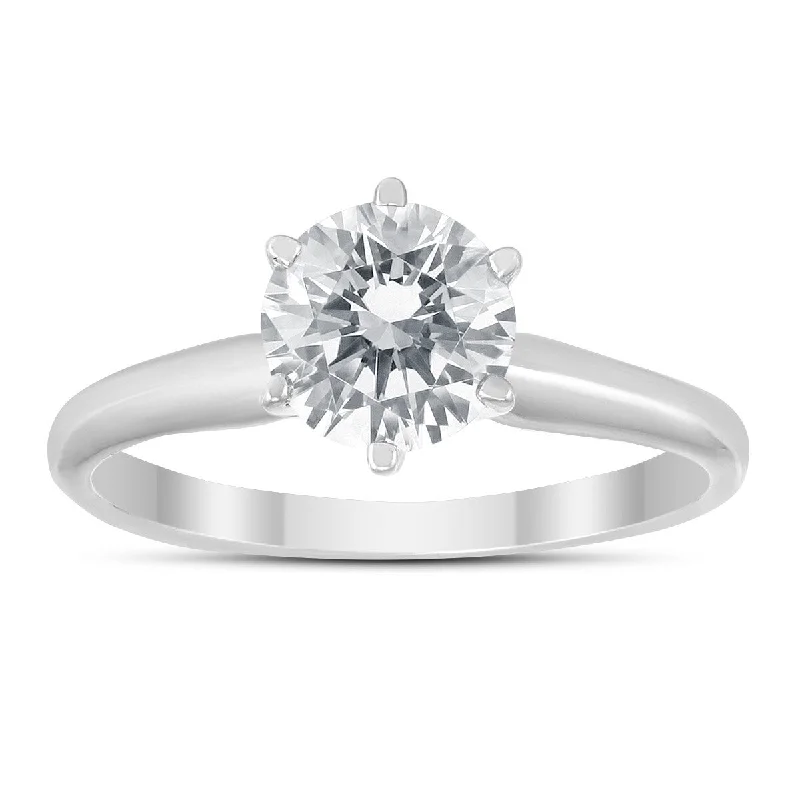 IGI Certified Lab Grown 1 Carat Diamond Solitaire Ring in 14K White Gold (I Color, SI2 Clarity)