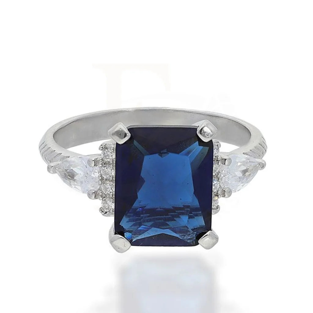 Sterling Silver 925 Blue Solitaire Ring - FKJRNSL2274