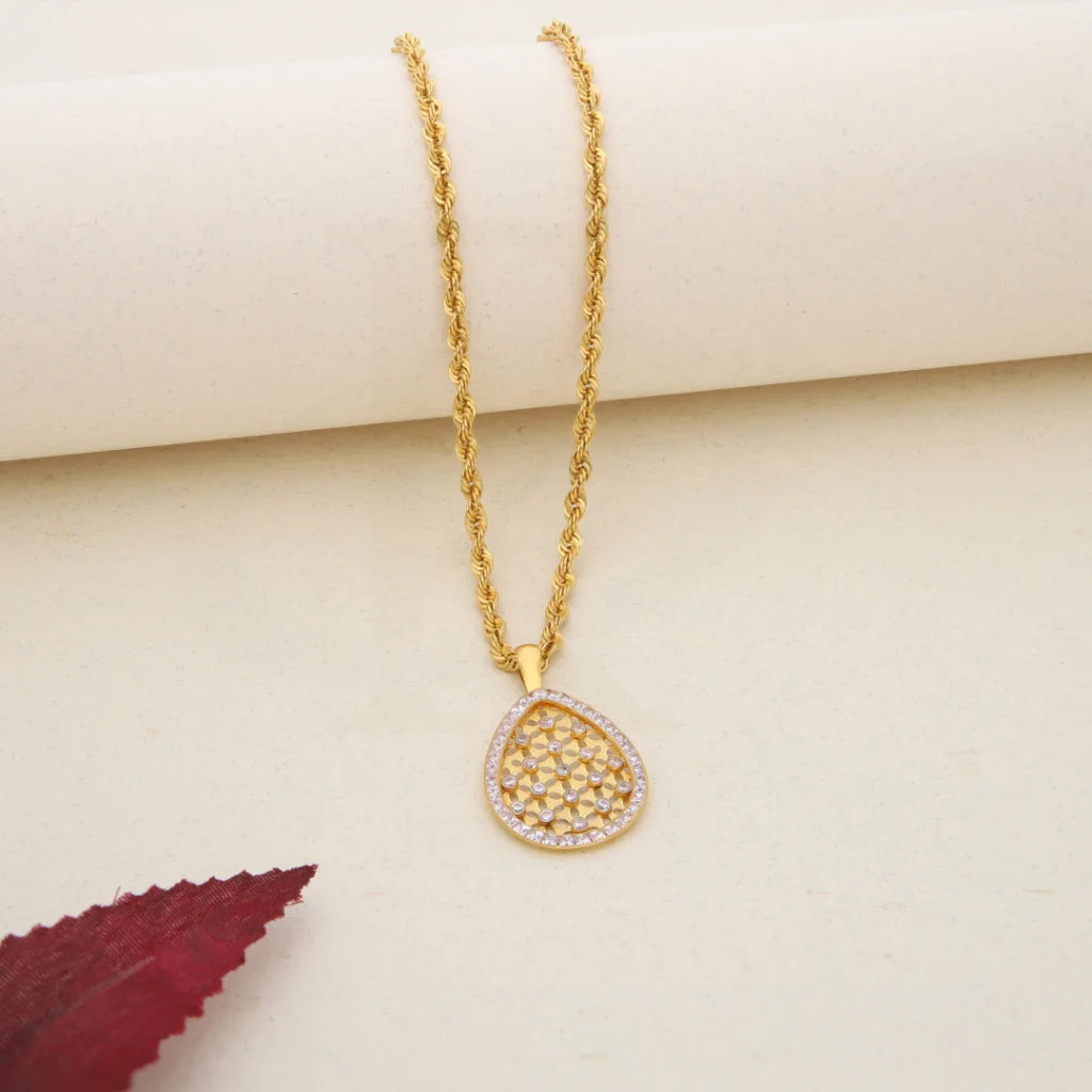 Gold Necklace (Chain with Gold Dual Tone Pendant) 21KT - FKJNKL21K7702