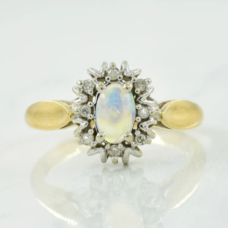 Black Opal & Diamond Halo Ring | 0.18ct, 0.04ctw | SZ 6 |