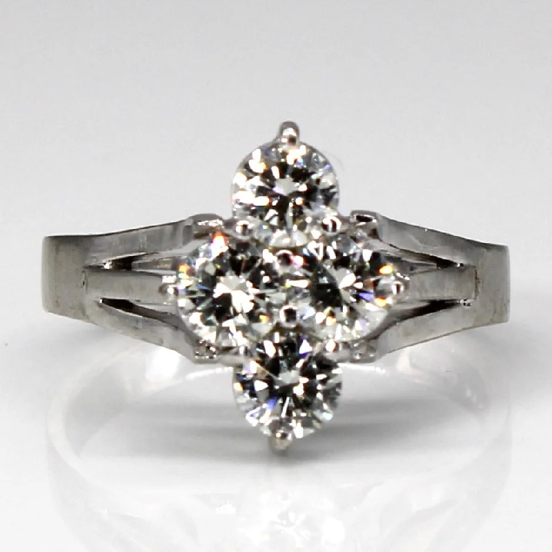 Cluster Diamond Cocktail 14k Ring | 1.20ctw | SZ 7.5 |