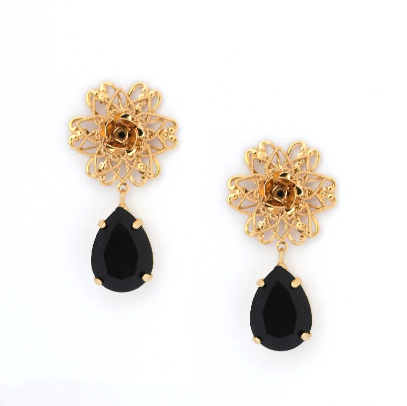 Maria Filigree Rose Drop Earrings