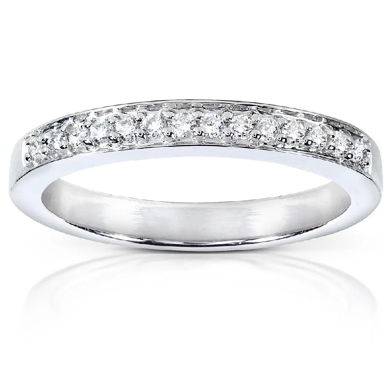 Annello by Kobelli 14k White Gold 1/8ct TDW Diamond Pave-set Womens Wedding Band (G-H, I1-I2)