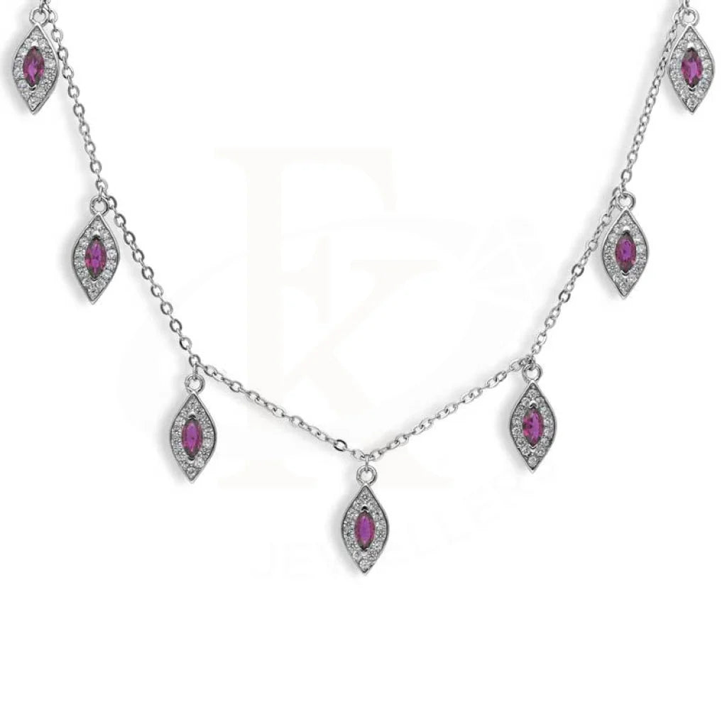 Sterling Silver 925 Marquise Shaped Necklace - FKJNKLSL2953