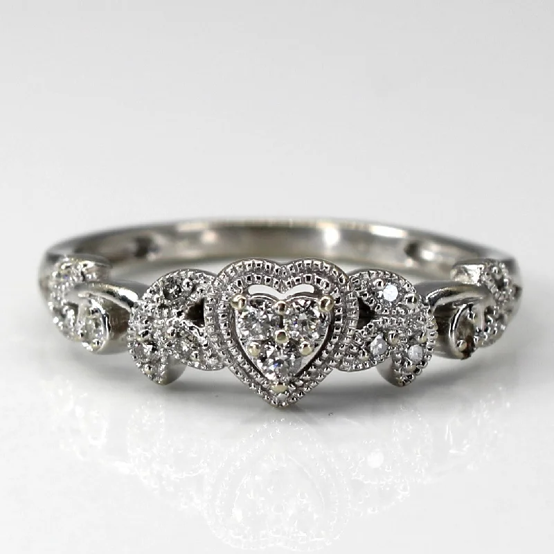 Milgrain Detail Diamond Filigree Love Ring | 0.16ctw | SZ 7 |