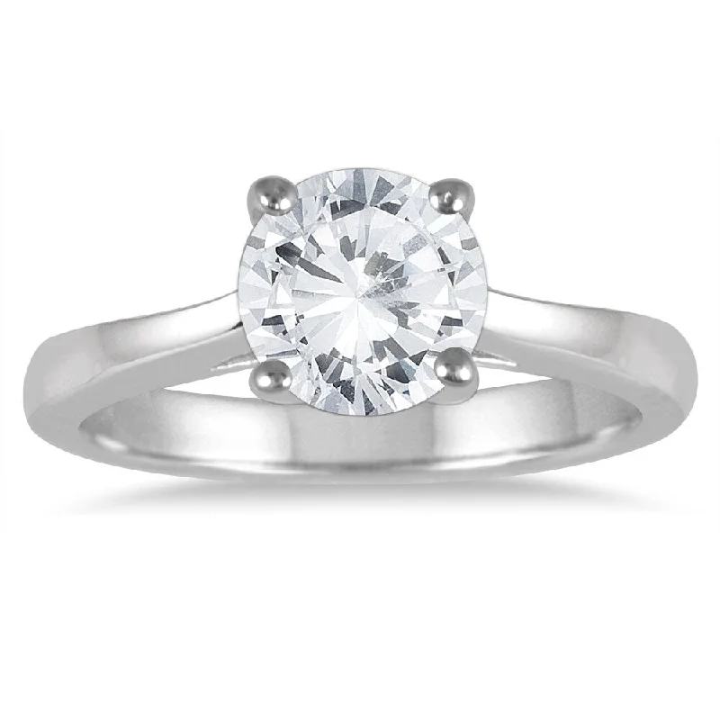 1 1/2 Carat Diamond Solitaire Ring in 14K White Gold