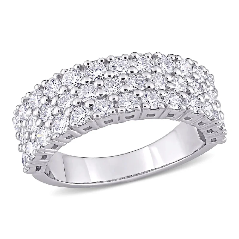 Miadora 14k White Gold 1 3/4ct TDW Diamond Triple-row Eternity Wedding Band Ring