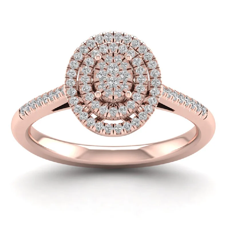 De Couer 10k Rose Gold 1/4ct TDW Diamond Cluster Ring - Pink