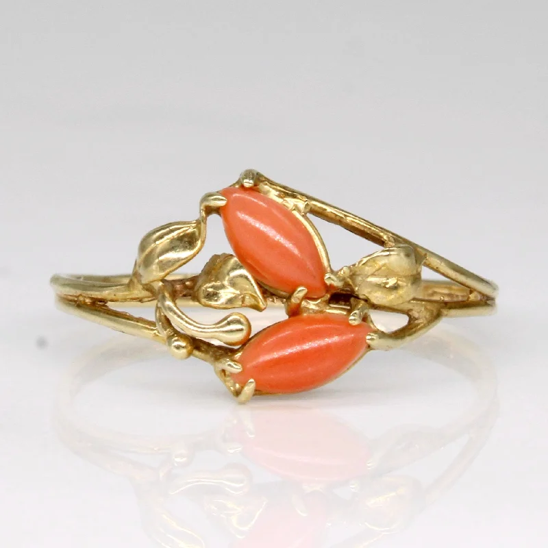 Coral Cocktail Ring | 0.28ctw | SZ 6.75 |