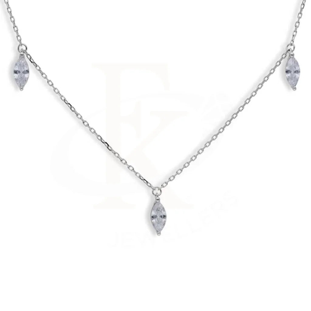 Sterling Silver 925 Marquise Shaped Solitaires Necklace - FKJNKLSL2928