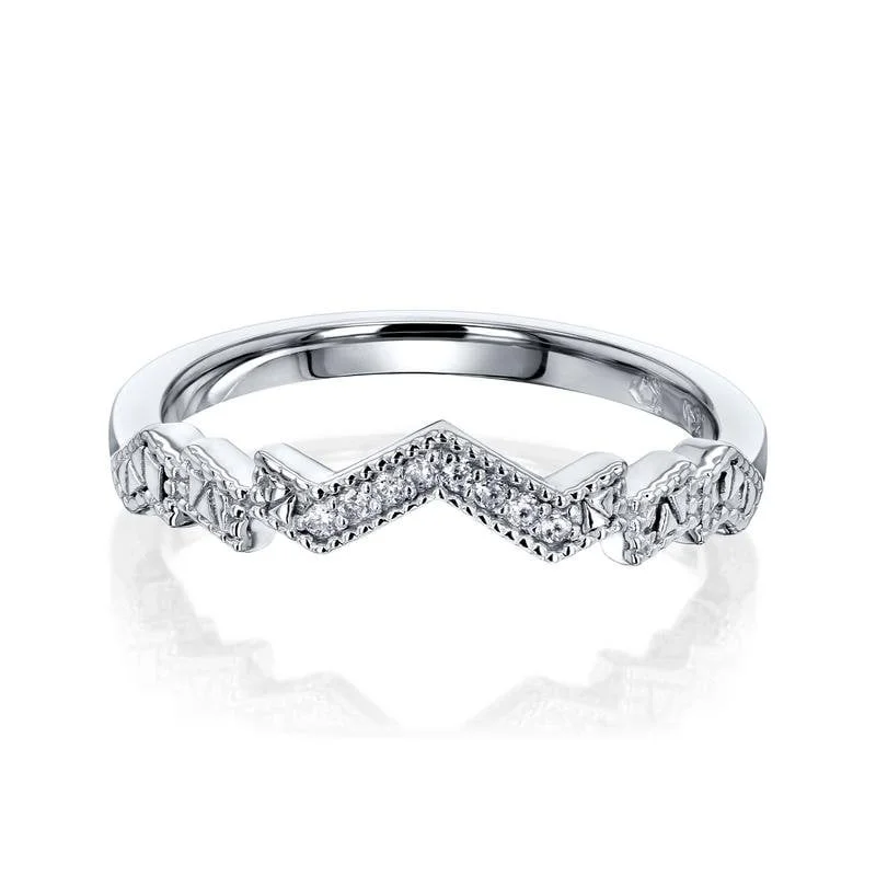 Annello by Kobelli Art Deco Geometric 14k White Gold Natural Diamond Wedding Band - Match to SKU 38135245