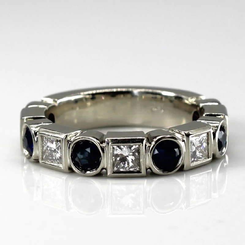 Bezel Set Diamond & Sapphire Ring | 1.13ctw| 0.97ctw | SZ 7 |