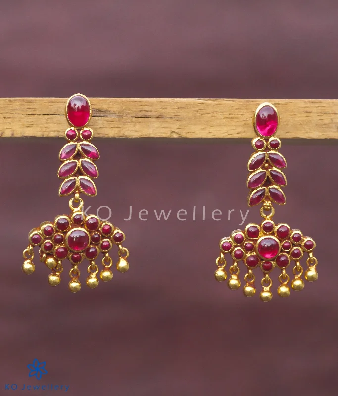 The Varsha Silver Kempu Earrings (Red)